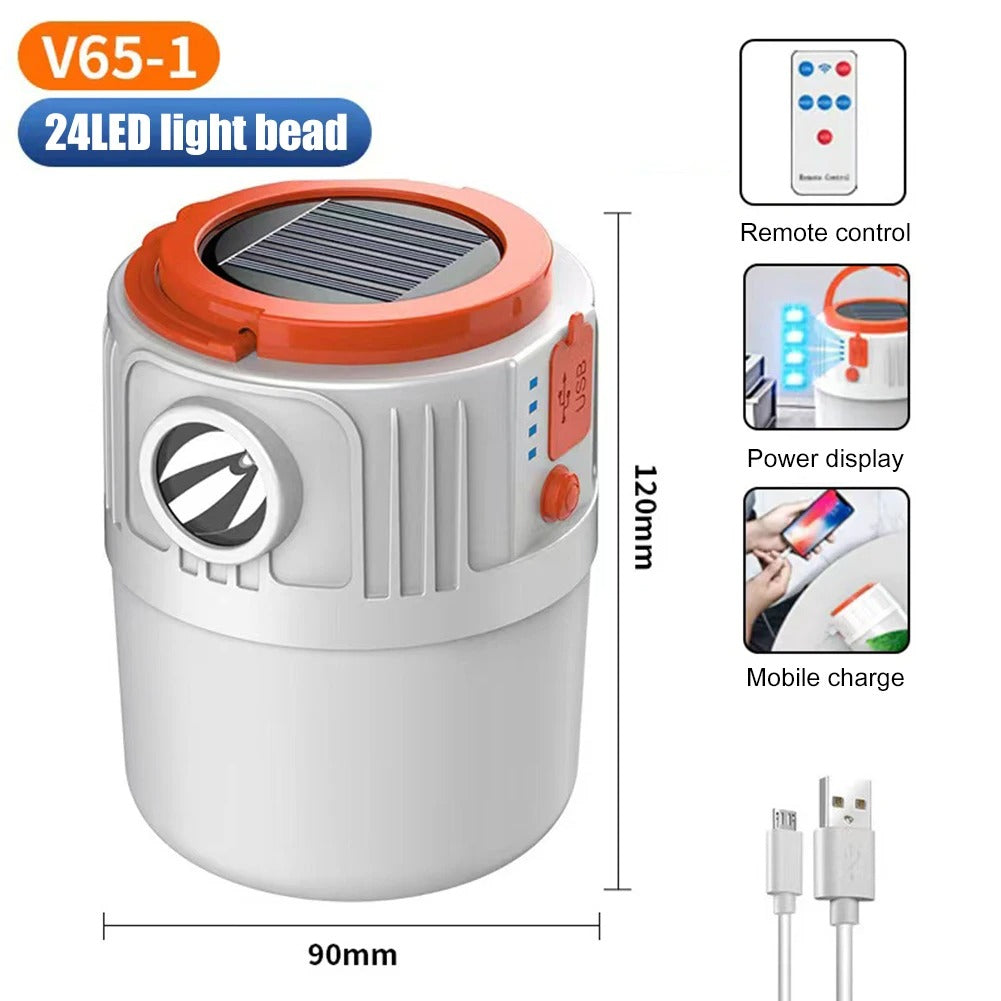 bombillo de campin con panel solar