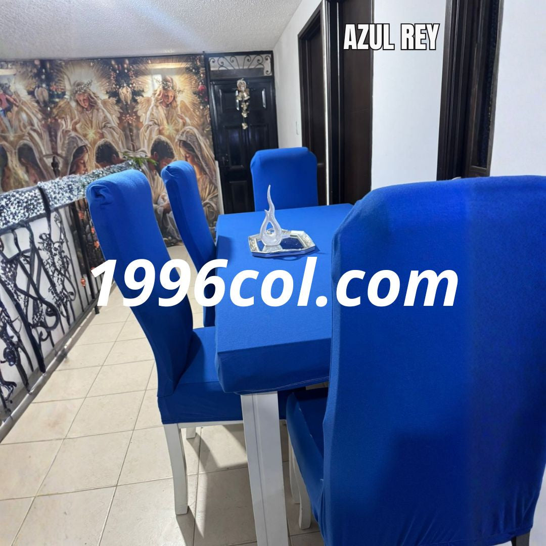 FUNDAS ELÁSTICAS PREMIUM + MANTEL PROTECTOR PARA COMEDOR