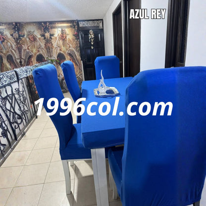 FUNDAS ELÁSTICAS PREMIUM + MANTEL PROTECTOR PARA COMEDOR