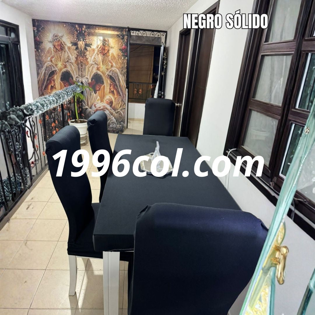 FUNDAS ELÁSTICAS PREMIUM + MANTEL PROTECTOR PARA COMEDOR